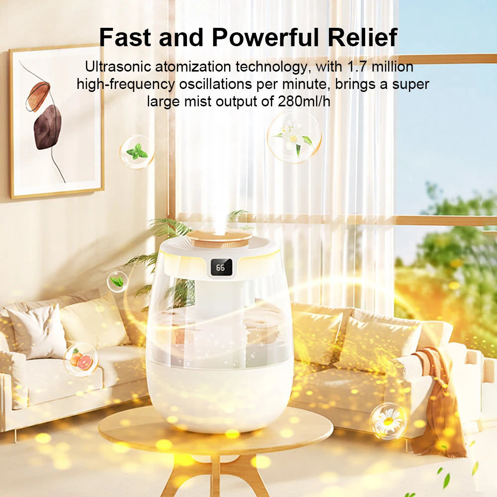 Air Humidifier 1300ML Aroma Humidifier Double Spray Port Essential Oil Diffuser USB Water Humidifier with Light for Home Office tableandwalllamps