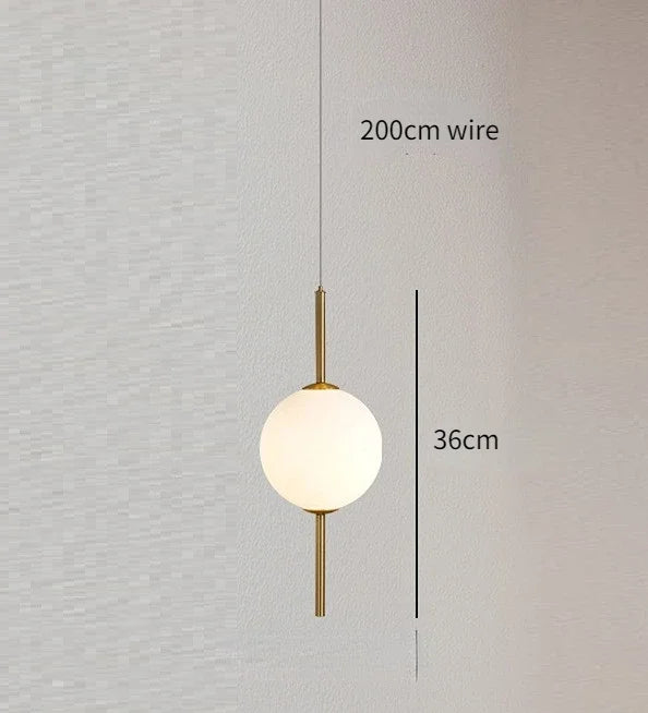 Glass Ball Pendant Light for Bedroom Bedside Hanging Lamp Ceiling Chandeliers Modern Lighting Decoration Entrance Luminaire Led