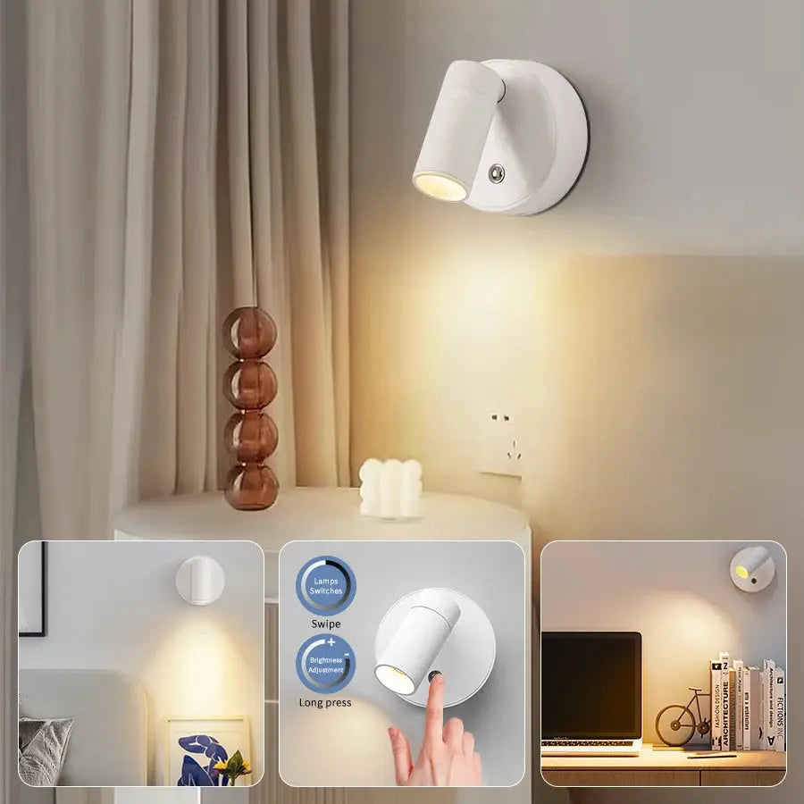 LED Wall Sconces Light Touch Control Wall Lights Rechargeable Indoor Wireless Spotlights Magnetic Rotatable Cordless Wall Light tableandwalllamps