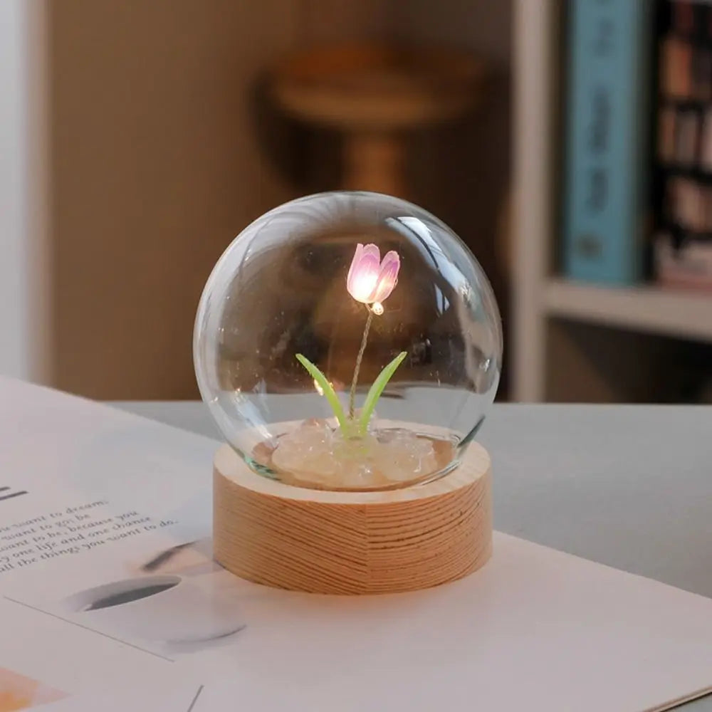 Tulip Night Light Cute Bedroom Room Decor Floral Lamp Valentines Day Gift Lampara Tulipanes Girlfriend DIY Material Handmade tableandwalllamps