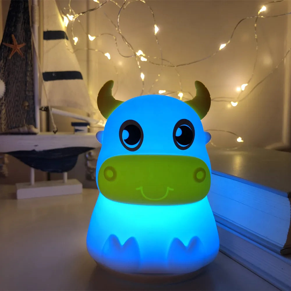 Rabbit Cow Cat LED Night Light Touch Sensor Colorful Battery Powered Silicone Animal Lamp for Children Baby Gift tableandwalllamps