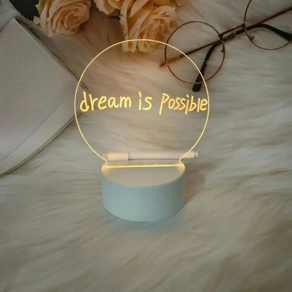 Transparent Luminous LED Night Lights USB Luminous Acrylic Night Light Erasable Write Message Board Calendar Desktop Ornaments tableandwalllamps