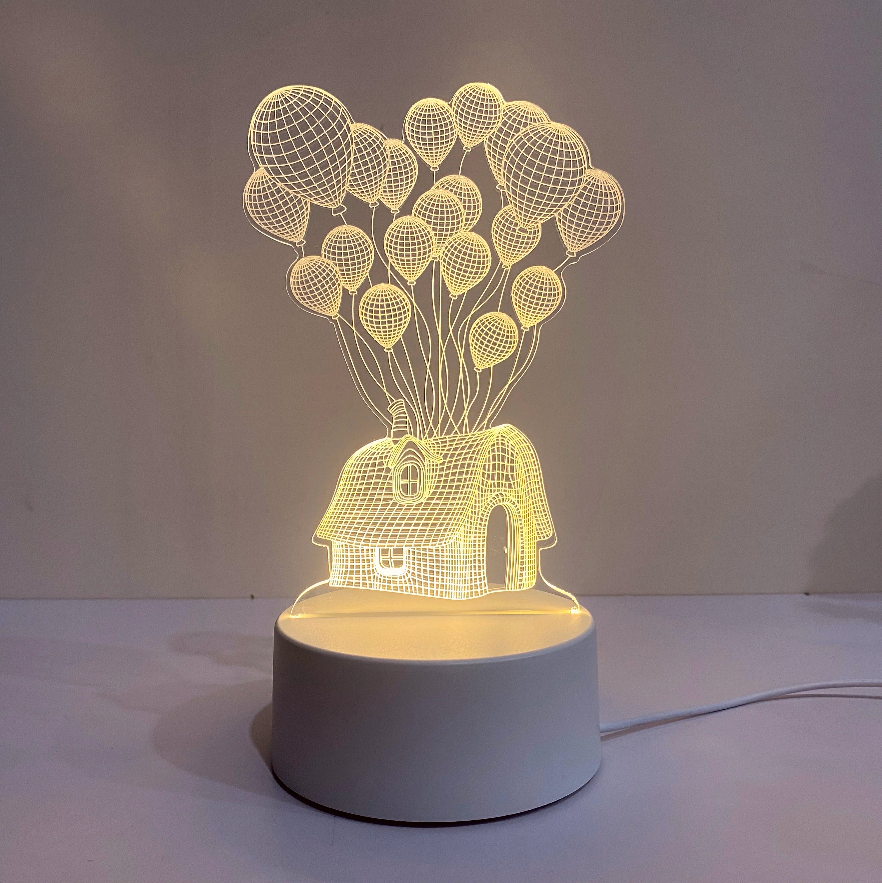 1pc balloon house 3D night light, mood mood light, USB soft light with sleeping light, holiday gift table light. tableandwalllamps