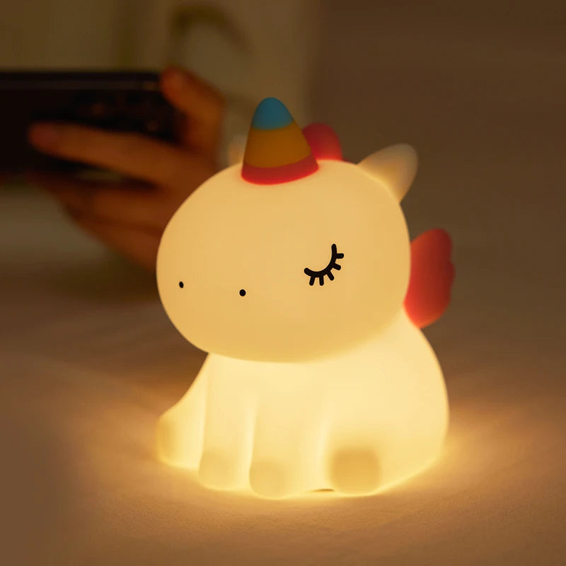 Unicorn Night Light Cute Silicone Nursery Lamp NightLight for Boys and Girls Squishy Night Lamp Room Bedside Decor Perfect Gift tableandwalllamps