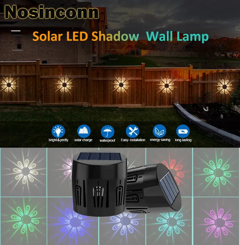 2pcs Fence Lights Outdoor Solar projects Beautiful Patterns ABS Black RGB WW LED Solar Lamp Waterproof for Festive Decorations tableandwalllamps