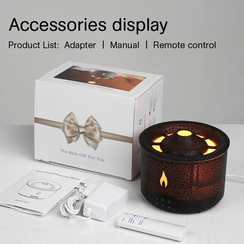 KINSCOTER Volcano Flame Aroma Diffuser Jellyfish Smoke Ring Air Humidifier 360ml Aromatherapy Essential Oil Diffuser Cool Gift tableandwalllamps