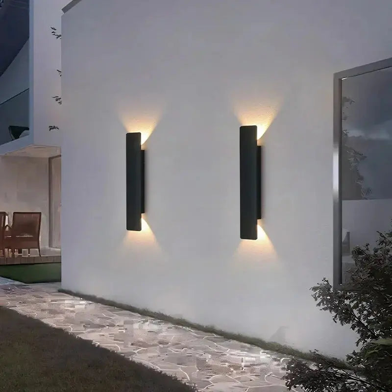 Outdoor Waterproof Wall Lamps Strip Aluminum Wall Lights 18W LED Black Wall Lamp Bedroom Exterior Outdoor Lighting Fixtures tableandwalllamps