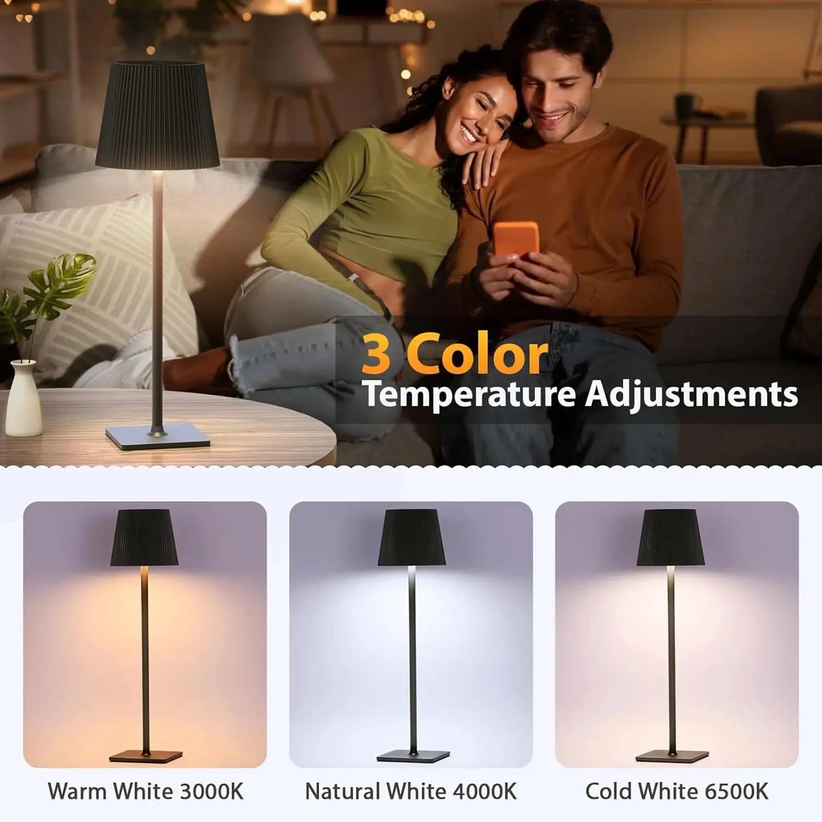 2Pcs Modern LED Desk Lamp LED Table Lamp with Touch Dimmable Night Light with 3 Color for Living Room Bedroom Study Office tableandwalllamps