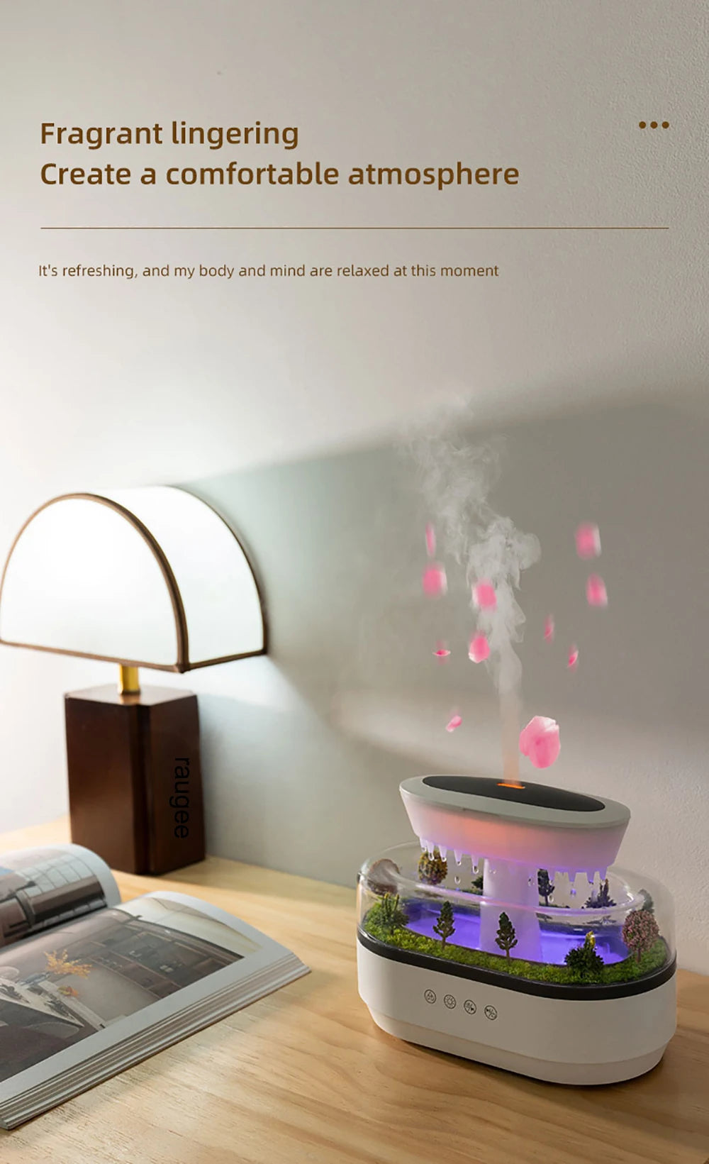 Aroma Humidifier Fragrance Diffuser Room Essential Oil Diffuser Home Aromatherapy Air Humidifier with Colorful Light and Music tableandwalllamps