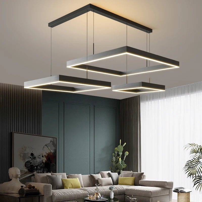 New modern Ceiling chandelier living room concise pendent lamp  dining room square Nordic lamps led Ceiling living room lights