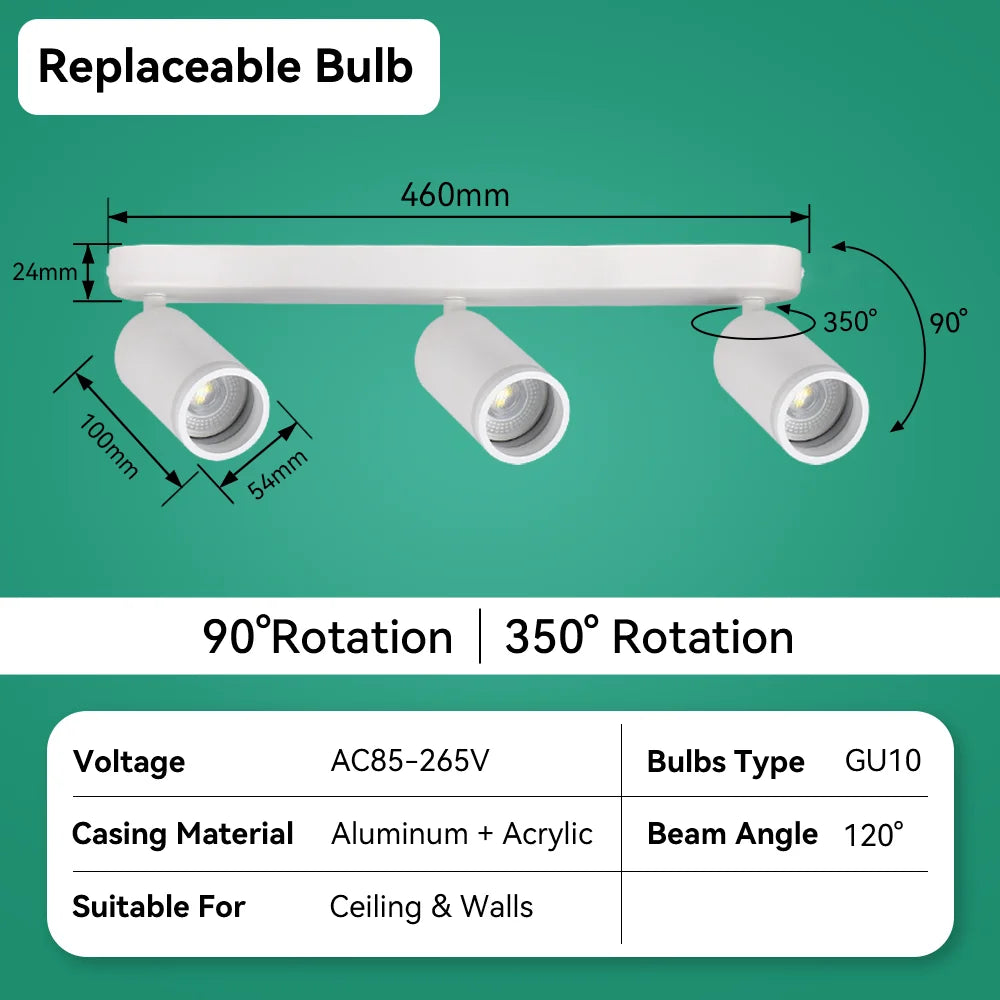 Led Ceiling Lamp Replaceable Bulb Pendant Lamp Kitchen Ceiling Spotlight Living Room Track Spot Light Chandelier for Dining Room