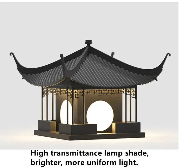 Chinese Style LED Lawn Lamp AC220V 110V Waterproof IP65 Gazebo Steet Light For Outdoor Pillar Fence Door Post Chapiter Lighting tableandwalllamps