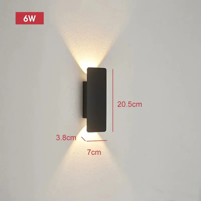 Outdoor Waterproof Wall Lamps Strip Aluminum Wall Lights 18W LED Black Wall Lamp Bedroom Exterior Outdoor Lighting Fixtures tableandwalllamps