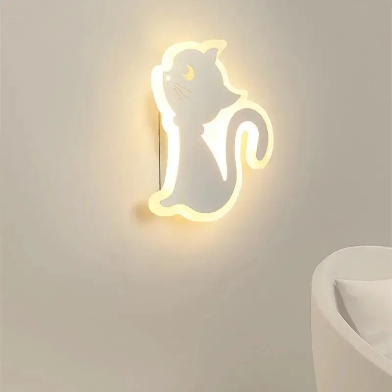 Children's room wall light Northern Europe modern simple creative male and female bedroom minimalist bedside lamp cat wall light tableandwalllamps