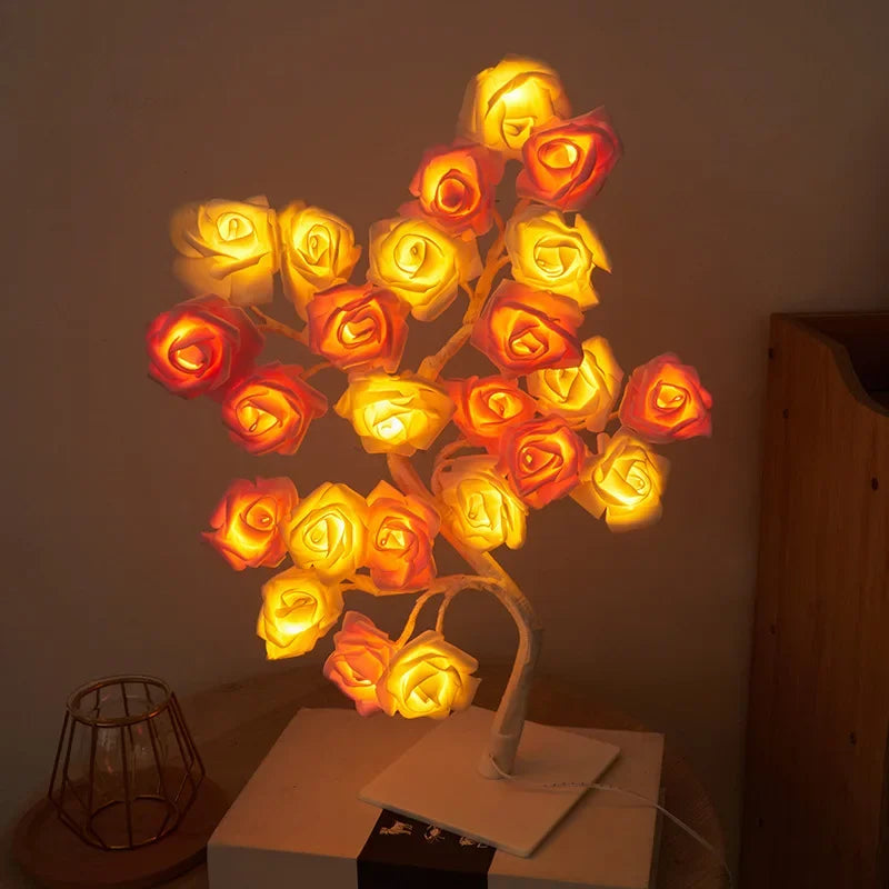 24 LED Rose Lamp, Rose Light Tree Table Top Decorations for Wedding Mother's Day Valentine’s Day Decorations, Gift for Girls Mom tableandwalllamps