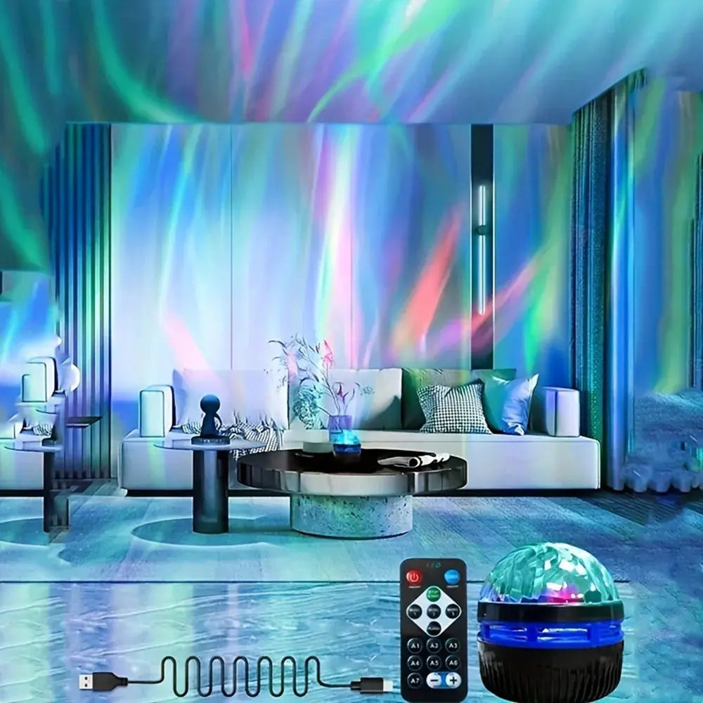 LED Starry Galaxy Projector Light RGB Smart Remote Control Star Aurora Lamp KTV USB Powered Auto Rotating for Home Bedroom Decor tableandwalllamps