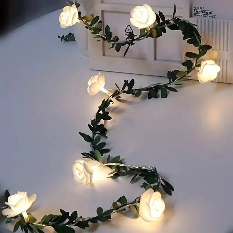 1PC 10 LED Rose Flower String Lights Battery Powered Flower Rose Night Lamp For Wedding Valentines Day Party Garland Decoration tableandwalllamps