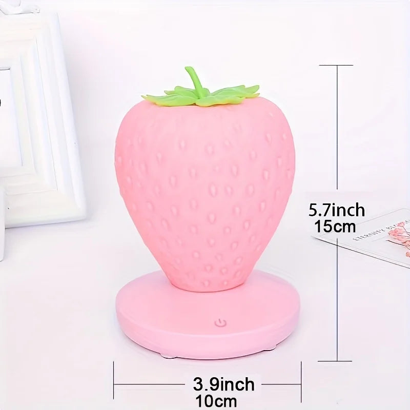 Strawberry Shape USB Rechargeable Silicone Night Light Touch Sensitive Girls Bedroom Creative LED Energy Saving Fun Light Gift tableandwalllamps