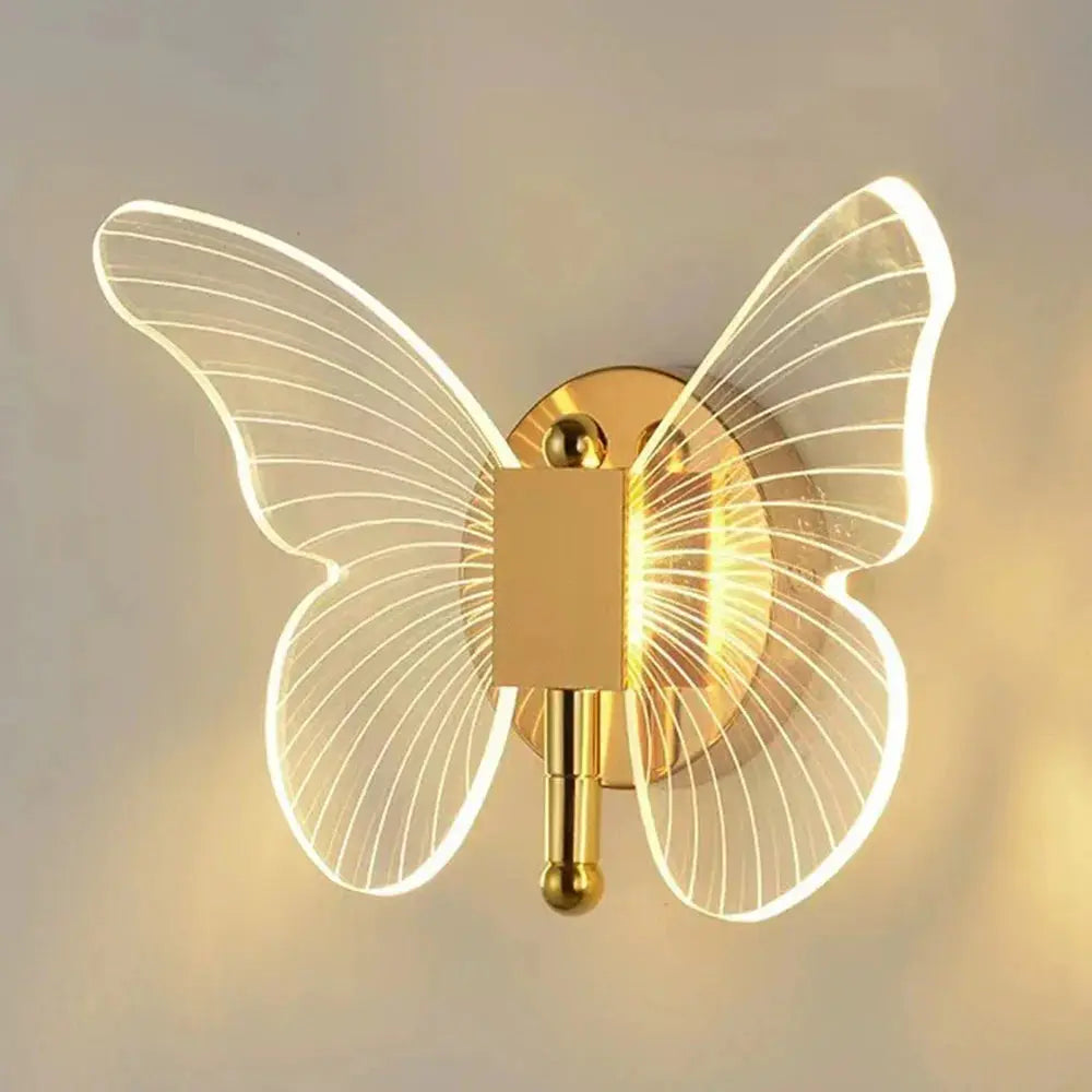 Butterfly LED Wall Lamp Interior Modern Metal Acrylic 110V-220V Wired Wall Lamp Tricolor Adjustment Bedside Wall Light Sconces tableandwalllamps