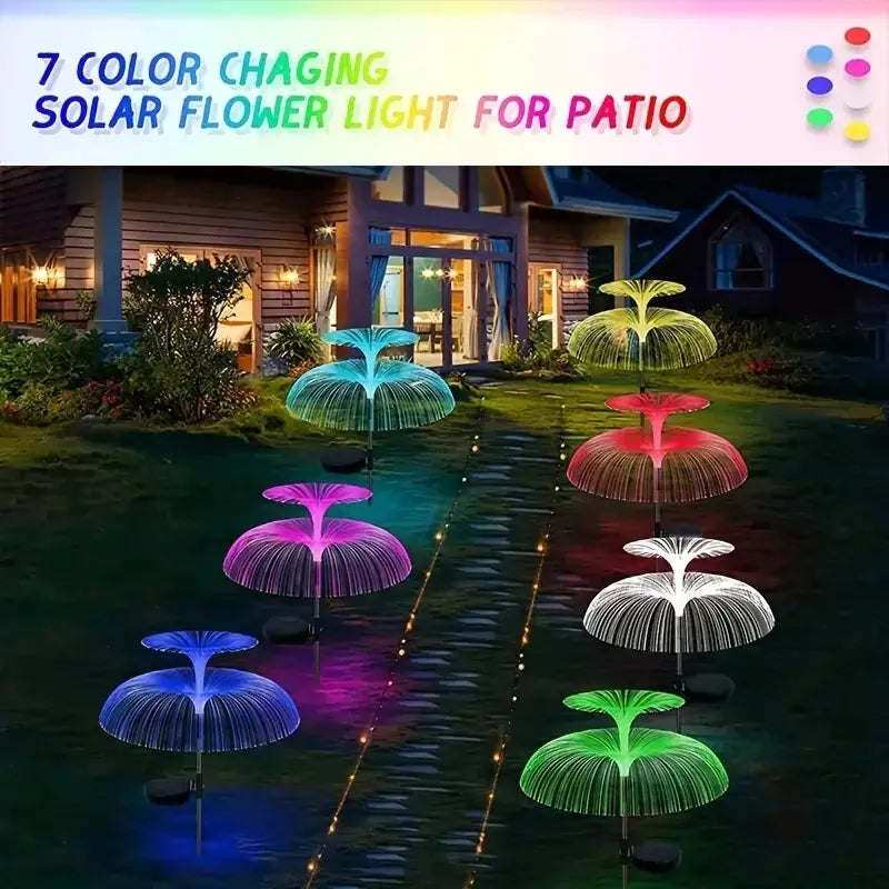 1PC Outdoor Solar Garden Lights 7 Colors Variable Solar Stake Jellyfish Reed Lights Solar Outdoor Color Changing Lights tableandwalllamps