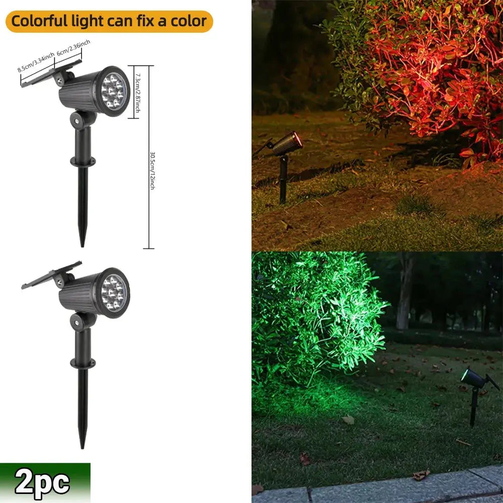 9 LED Solar Spot Lights IP65 Waterproof Outdoor RGB Solar Landscape Lights Brightness Adjustable for Garden Yard Palm Trees tableandwalllamps