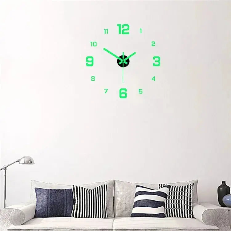 EW Creative Simple Luminous Digital Clock European Style DIY Silent Wall Clock Study Living Room Punch-Free Wall Sticker Clock tableandwalllamps