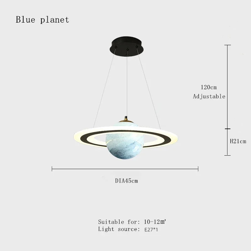 Modern LED Acrylic Planet Pendant Light Children Room Space Star Chandeliers Living  Bedroom Kitchen Indoor Hanging Lighting