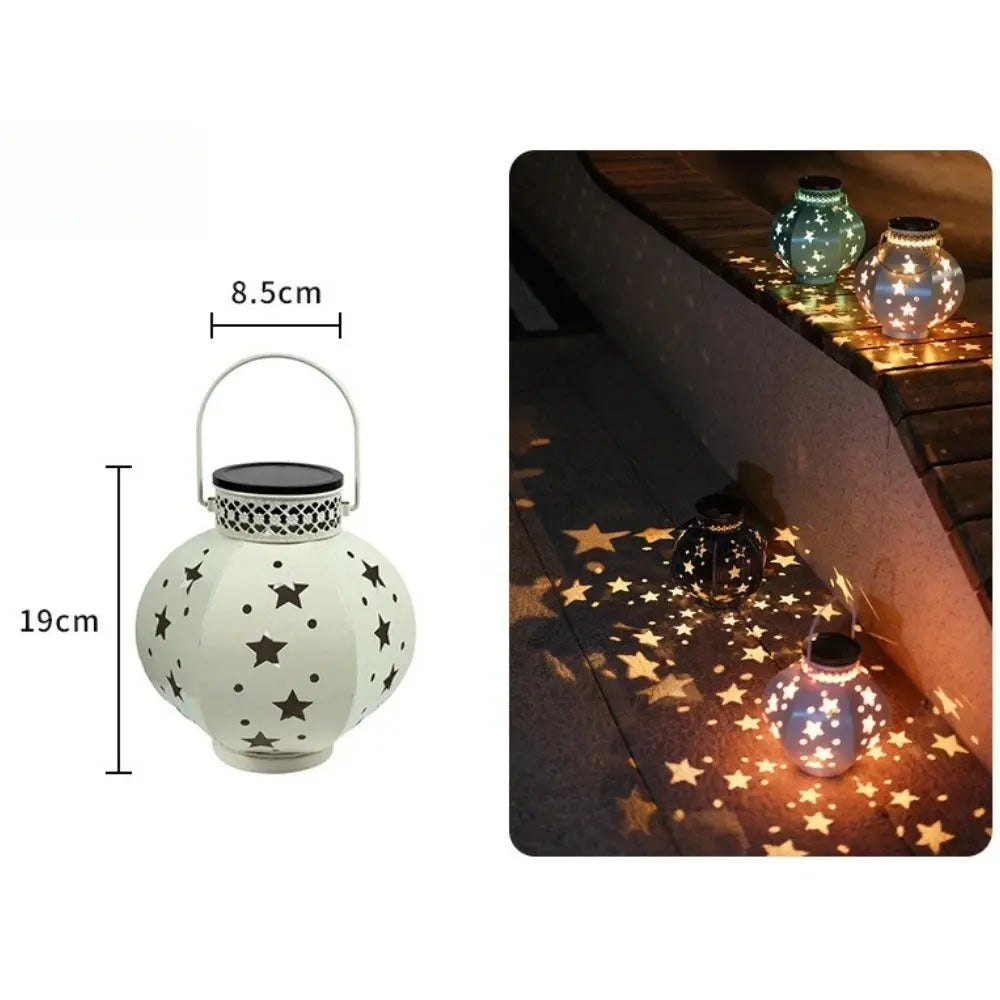 Garden Star Projector Lamp Hanging Solar Lights Outdoor Hanging Solar Lanterns Retro Solar Lamp with Handle Outside Decorations tableandwalllamps