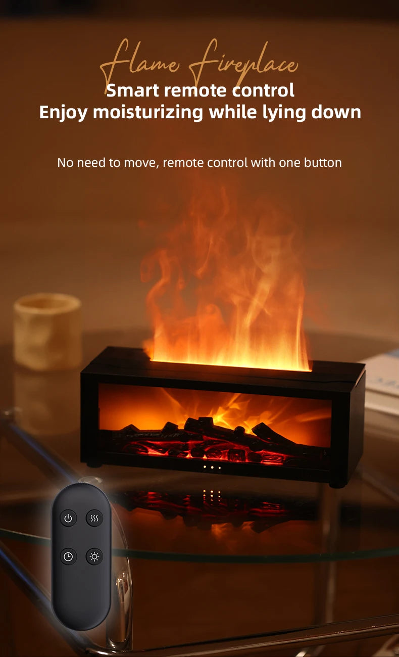 Fireplace Aroma Diffuser Colorful Flame Air Humidifier with Timer Remote and Waterless Auto Off for Home Office Birthday Gifts tableandwalllamps