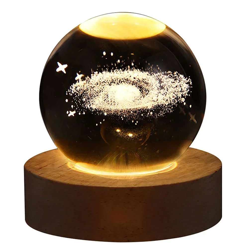 Crystal Ball LED Night Light Glowing Planet Galaxy Solar System Astronaut 3D Moon Table Lamp USB Room Atmosphere Lamp tableandwalllamps