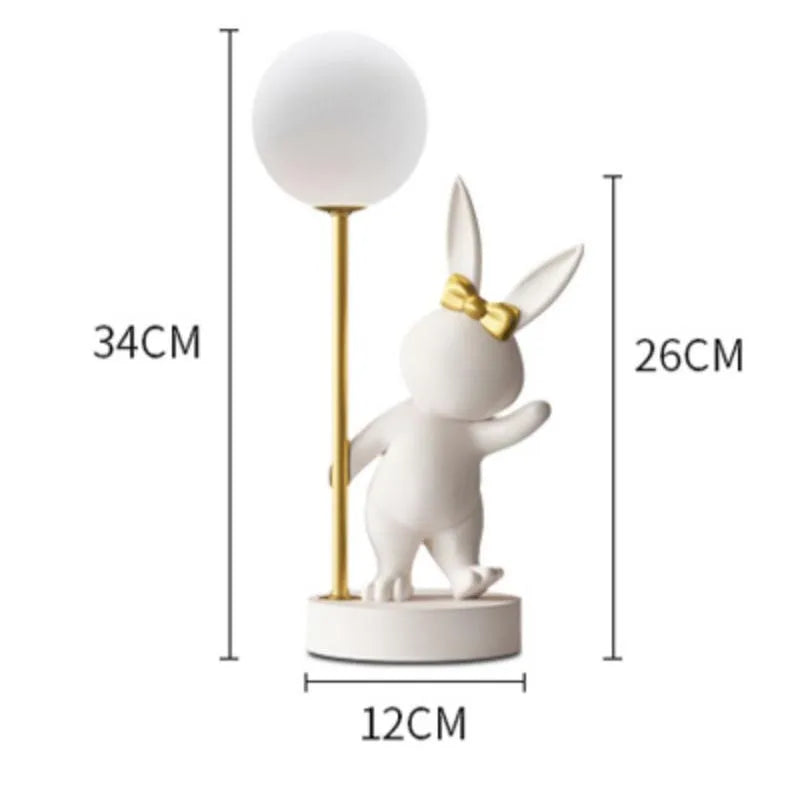 Nordic Pink Rabbit Table Lamp Atmosphere Night Light Luxury Birthday Wedding Gift Nightlights Ins Cute Bunny Bedroom Decoration tableandwalllamps