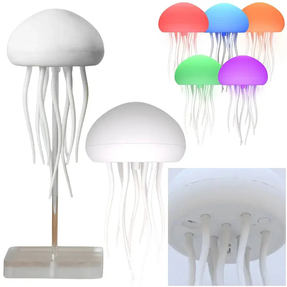 Cartoon Dancing Jellyfish Night Light RGB Gradient Cute Jellyfish Bedside Lamp Voice Control Type-C Charging LED Night Lamp tableandwalllamps