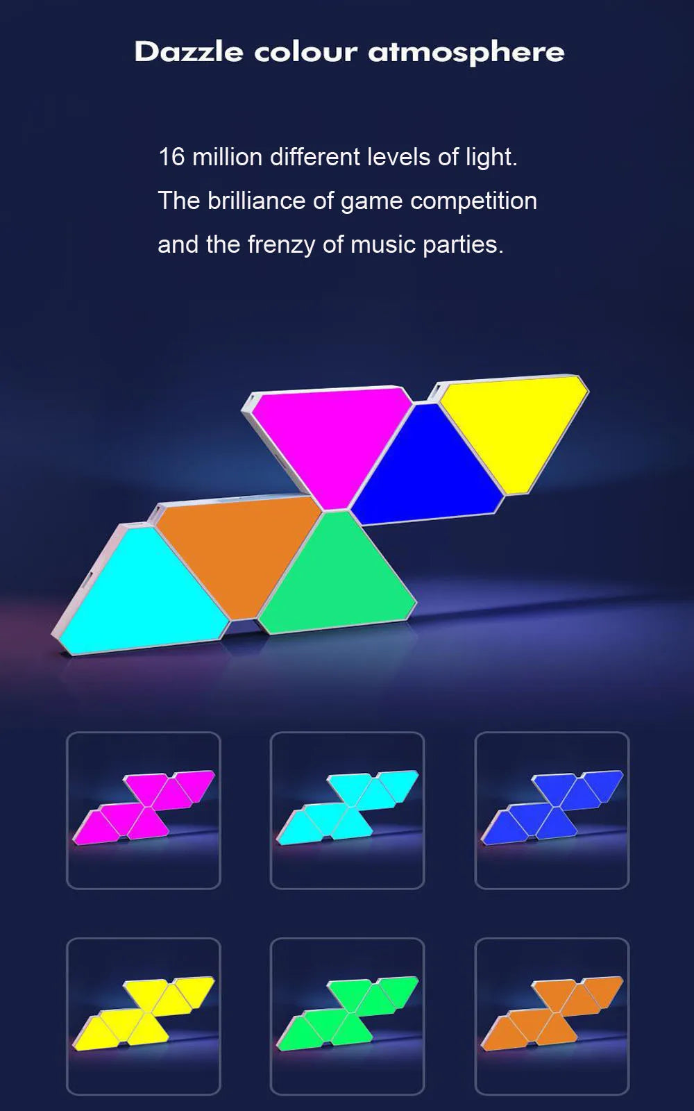 WIFI Bluetooth 5V USB Triangle Lamps Quantum Atmosphere LED Night Light For Game Bedroom Decoration Creative Decorat Wall Lamps tableandwalllamps