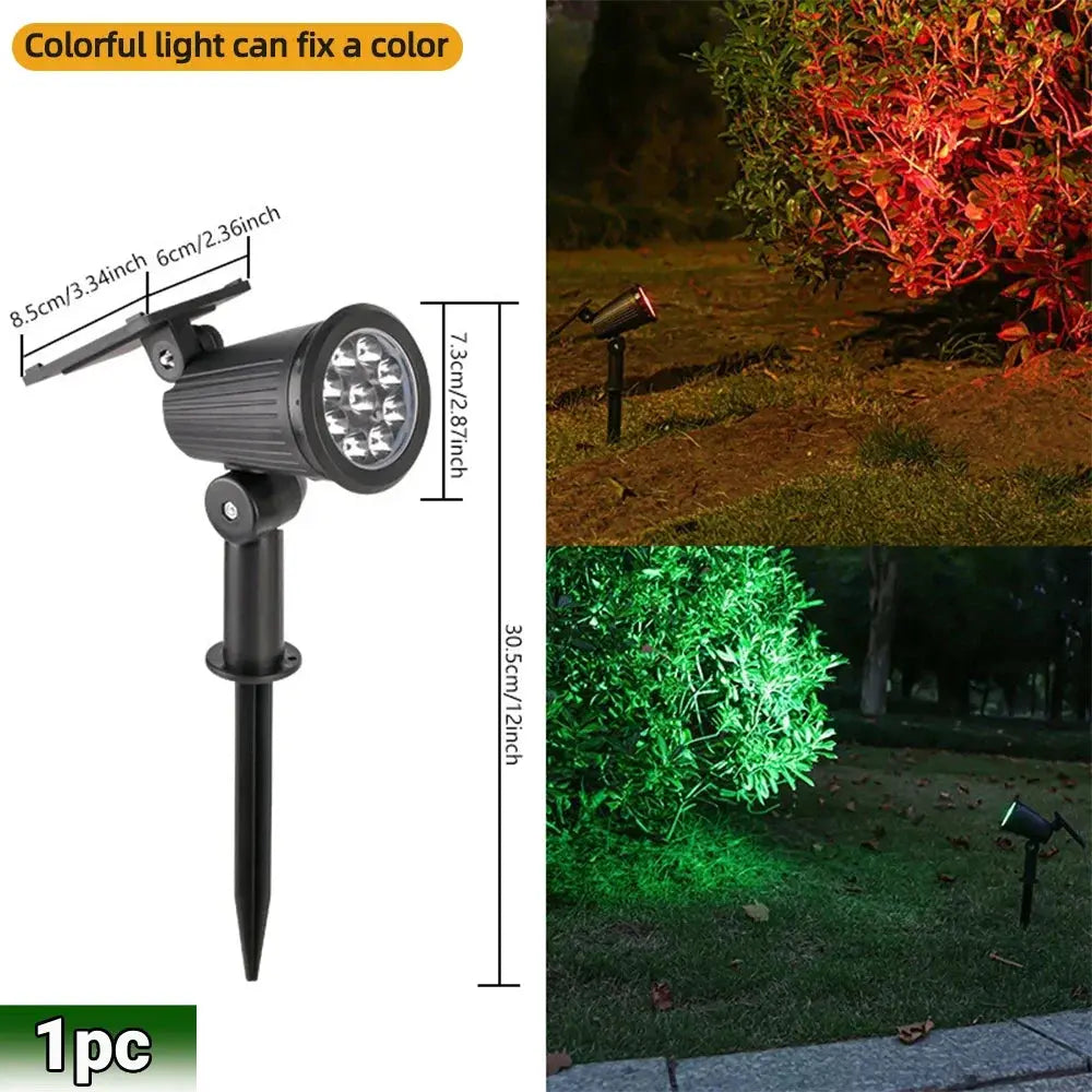 9 LED Solar Spot Lights IP65 Waterproof Outdoor RGB Solar Landscape Lights Brightness Adjustable for Garden Yard Palm Trees tableandwalllamps