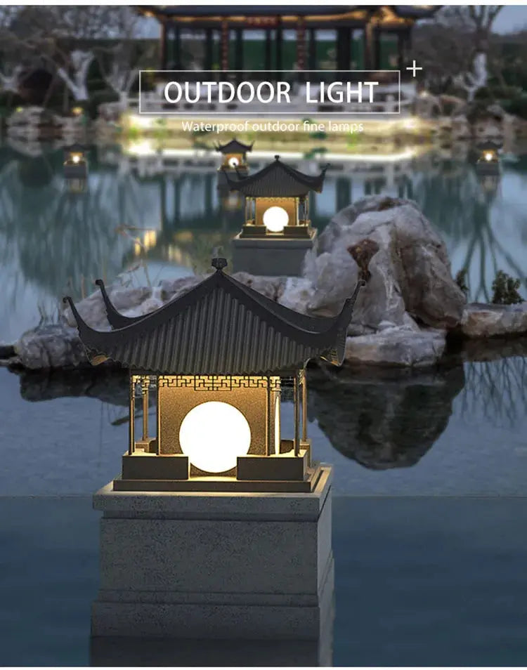 Chinese Style LED Lawn Lamp AC220V 110V Waterproof IP65 Gazebo Steet Light For Outdoor Pillar Fence Door Post Chapiter Lighting tableandwalllamps