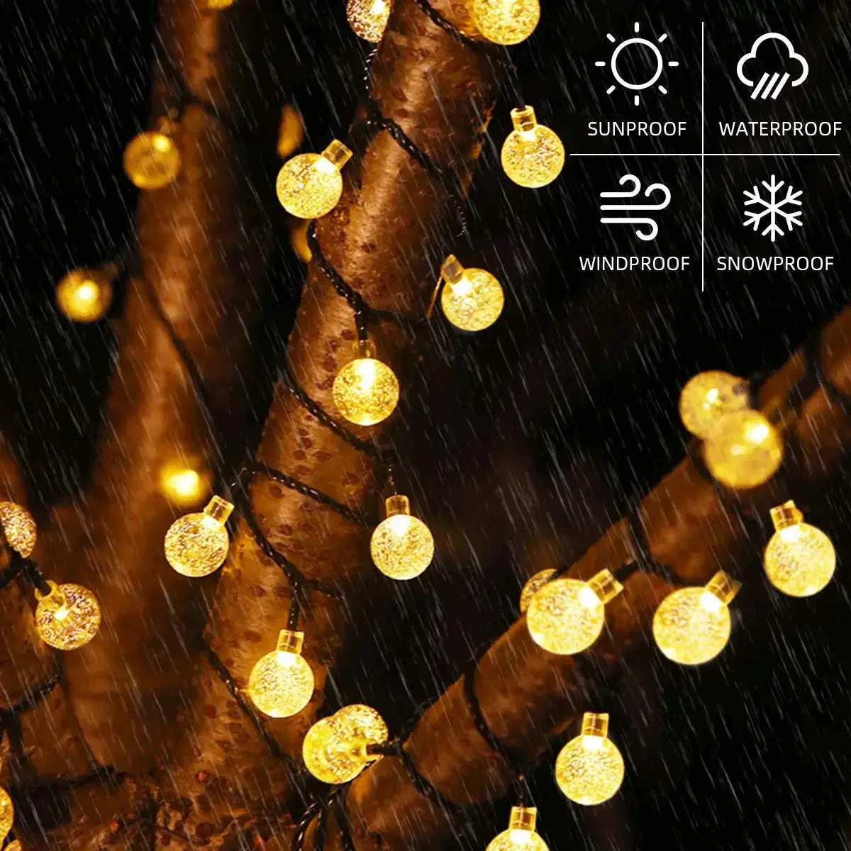 20~200LED Solar Lights Outdoor Globe Fairy String Light Christmas Garland 8 Modes Waterproof Patio Light for Garden Party Decor tableandwalllamps