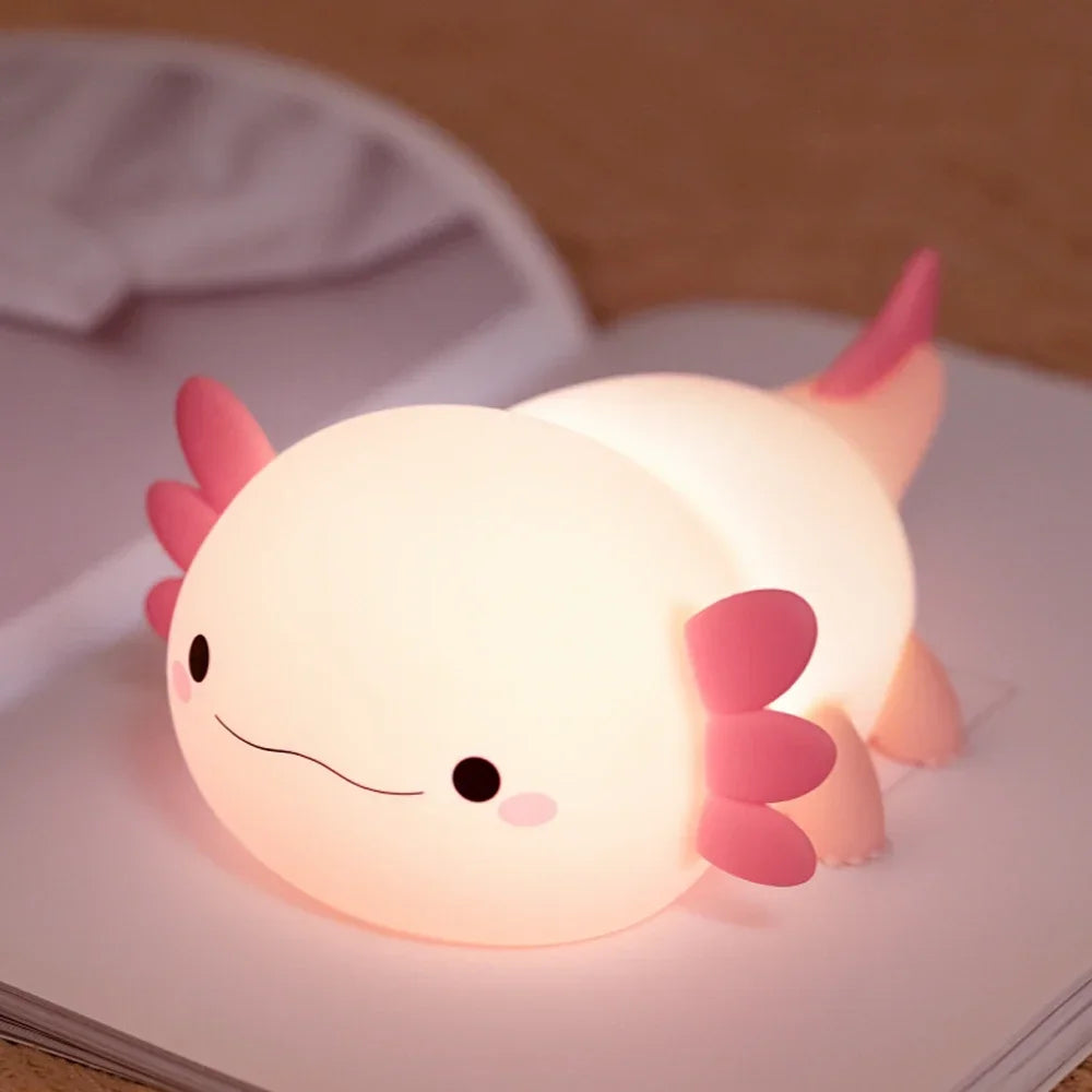 Axolotl Night Light for Kids Animal Silicone Nursery Sleeping Light Portable USB Rechargeable Bedside Lamp For Baby's Room Decor tableandwalllamps