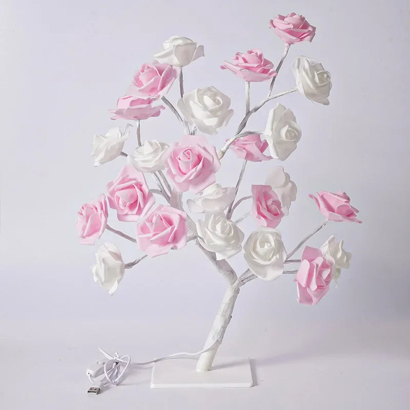 24 LED Rose Lamp, Rose Light Tree Table Top Decorations for Wedding Mother's Day Valentine’s Day Decorations, Gift for Girls Mom tableandwalllamps