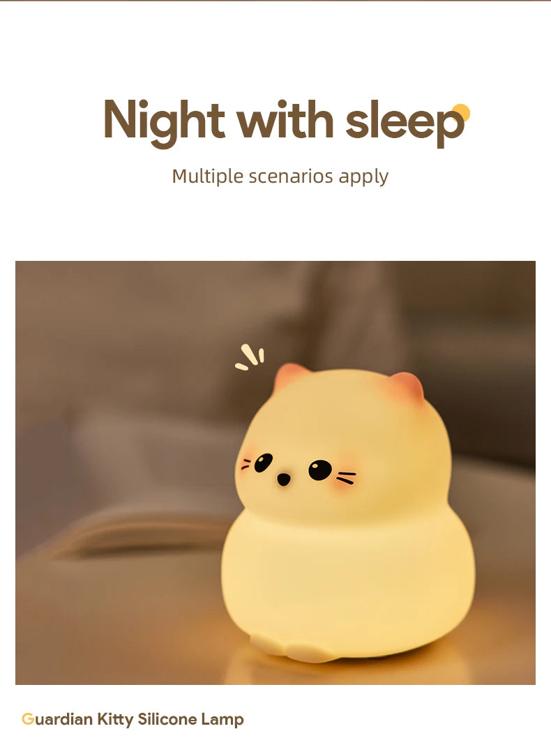 Puppy Cat Night Light Rechargeable Nursery Led Table Lamp Silicone Kawaii Birthday Gifts for Kids Toddler Room Bedroom Decor tableandwalllamps