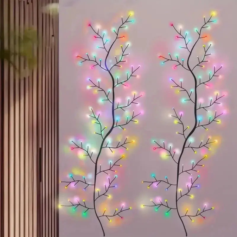 96LED Willow Vine String Lights USB DIY 8 Modes Lights Wall Vines with Lights Willow Branch Lights for Bedroom Christmas Decor tableandwalllamps