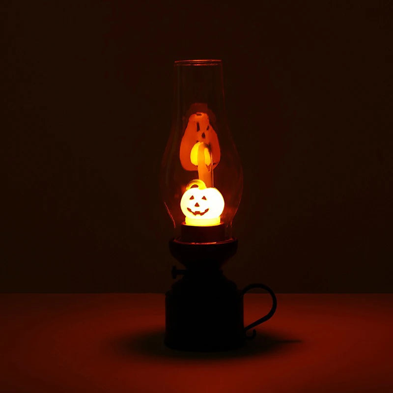 Calcifer Flameless Night Light Halloween Retro Decorative Candle Light Cartoon Anime Kerosene Lamp Bedroom Bedside Table Lamp tableandwalllamps