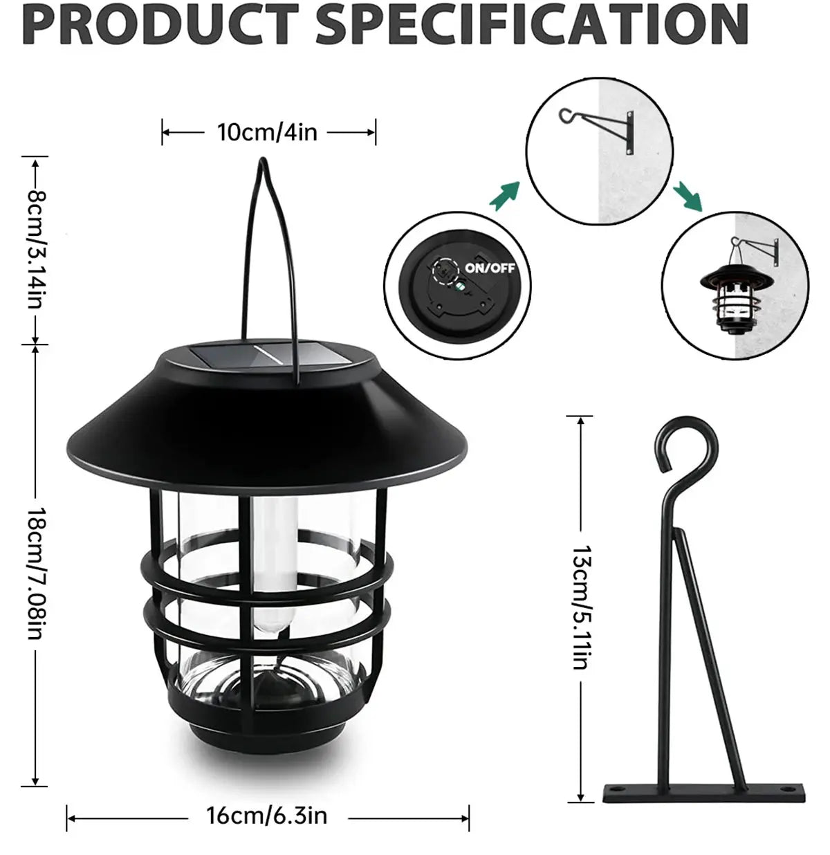 Solar Lantern Outdoor Hanging Wireless Waterproof Flickering Flames Lantern Lights with Wall Mount Kit for Garden Porch Fence tableandwalllamps