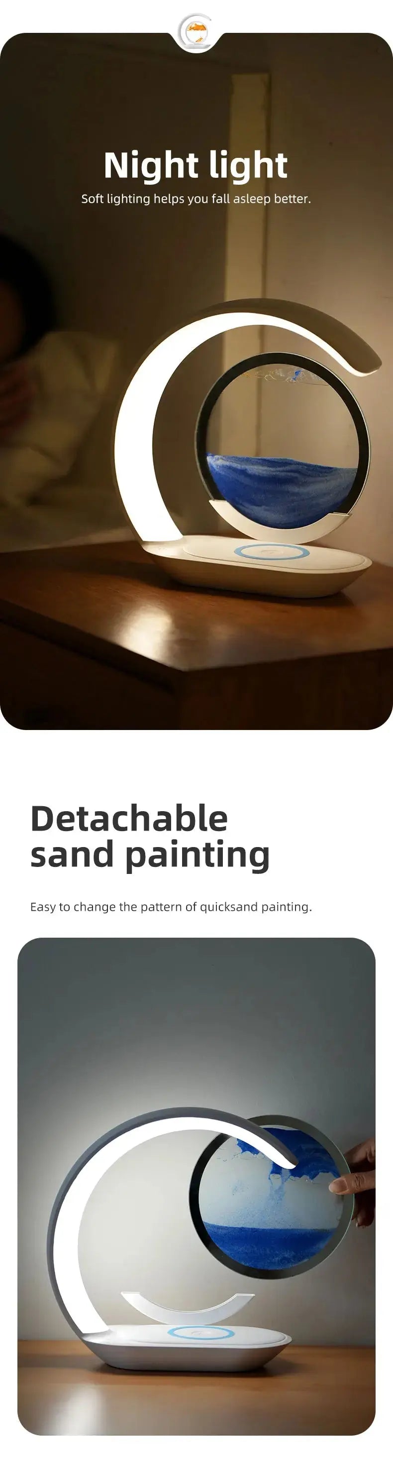 15W Wireless Charger with Quicksand Painting Night Lamp Table Top Decoration Fast Charging Station for iphone 16 Pro Max Charger tableandwalllamps