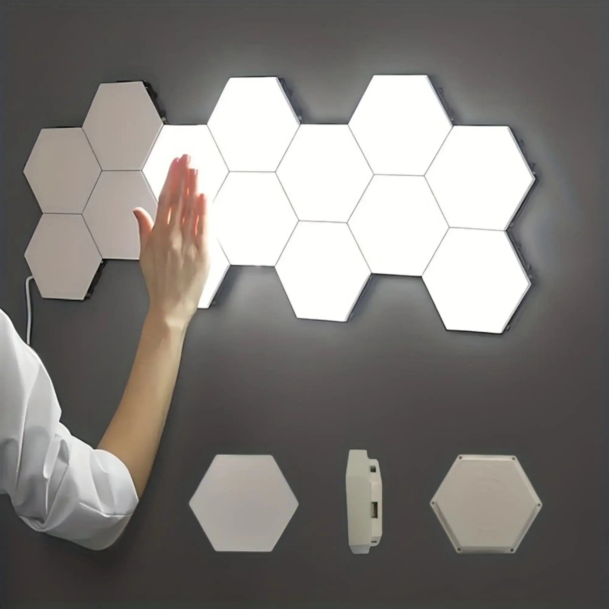 6pcs Touch Control Hexagonal LED Wall Light,Honeycomb Lights, Touch Sensitive Wall Lights, Night Lights, Honeycomb Lights tableandwalllamps