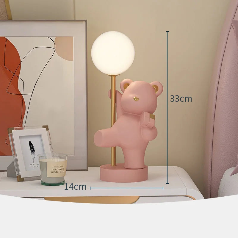 Nordic Pink Rabbit Table Lamp Atmosphere Night Light Luxury Birthday Wedding Gift Nightlights Ins Cute Bunny Bedroom Decoration tableandwalllamps