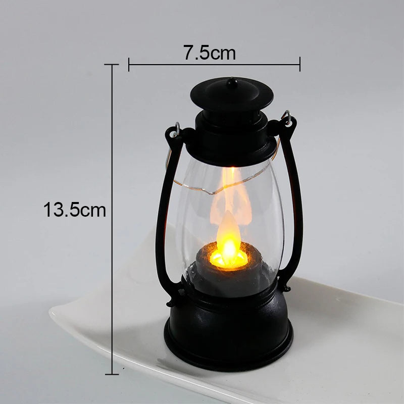 Calcifer Flameless Night Light Halloween Retro Decorative Candle Light Cartoon Anime Kerosene Lamp Bedroom Bedside Table Lamp tableandwalllamps