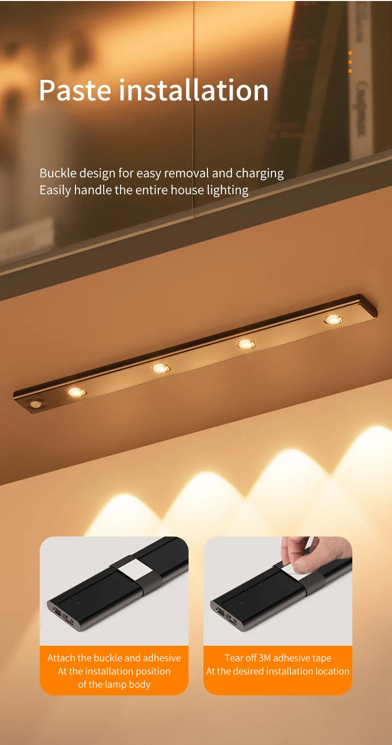 Human body sensing LED light Intelligent wireless charging light Self-adhesive kitchen wardrobe wine cabinet free installation tableandwalllamps