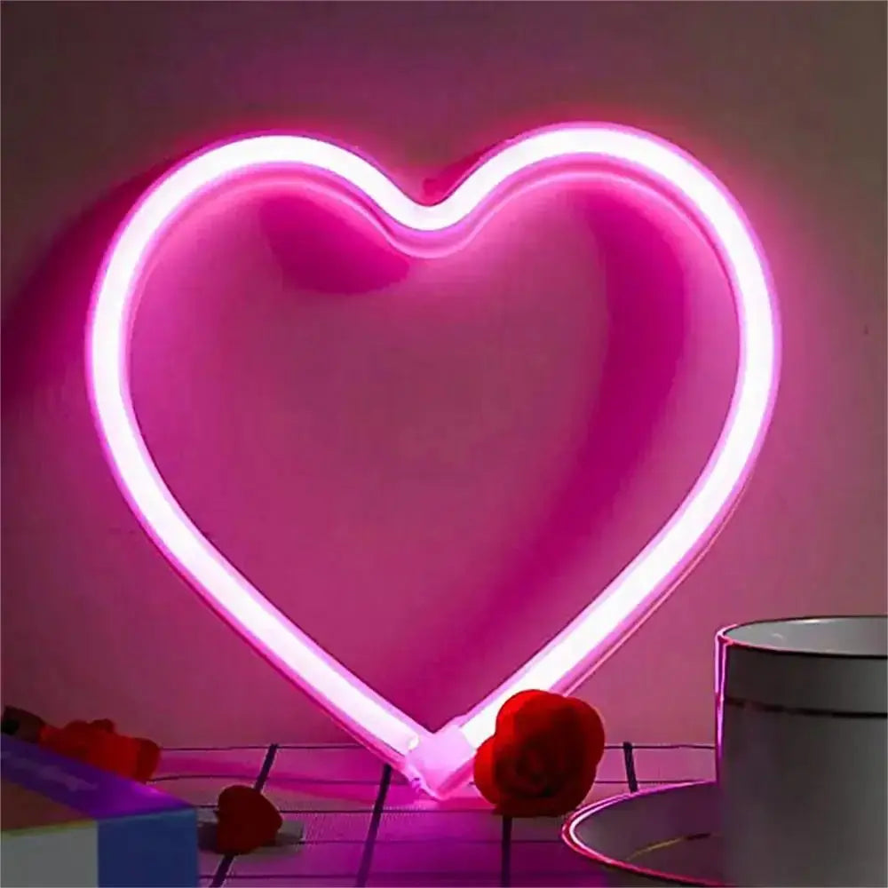 USB Romantic Atmosphere Led Neon Light Sign Heart Shape Wall Mounted Night Light For Valentine's Day Bar Bedroom Living Room tableandwalllamps