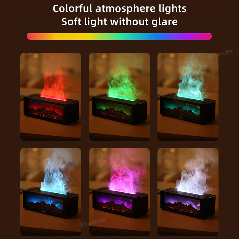 Simulated Fireplace Aroma Diffuser 150ml Flame Air Humidifier with Remote and Waterless Auto Off for Home Room Creative Gift tableandwalllamps