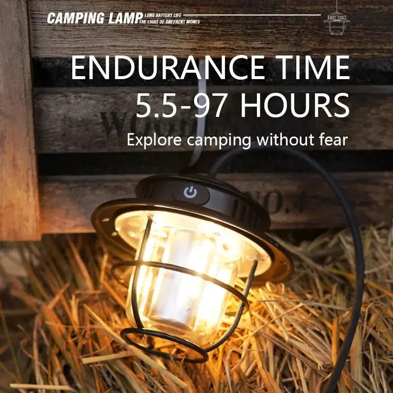 Retro Portable Camping Lantern Waterproof Emergency Light Stepless Dimmable Hanging Tent Lamp for Outdoor Hiking tableandwalllamps